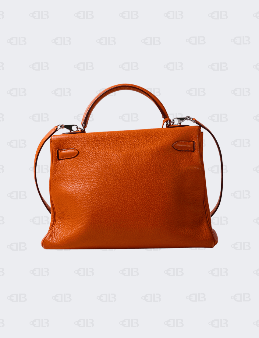 Hermès Kelly 32 Orange Iris Clemence Leather
