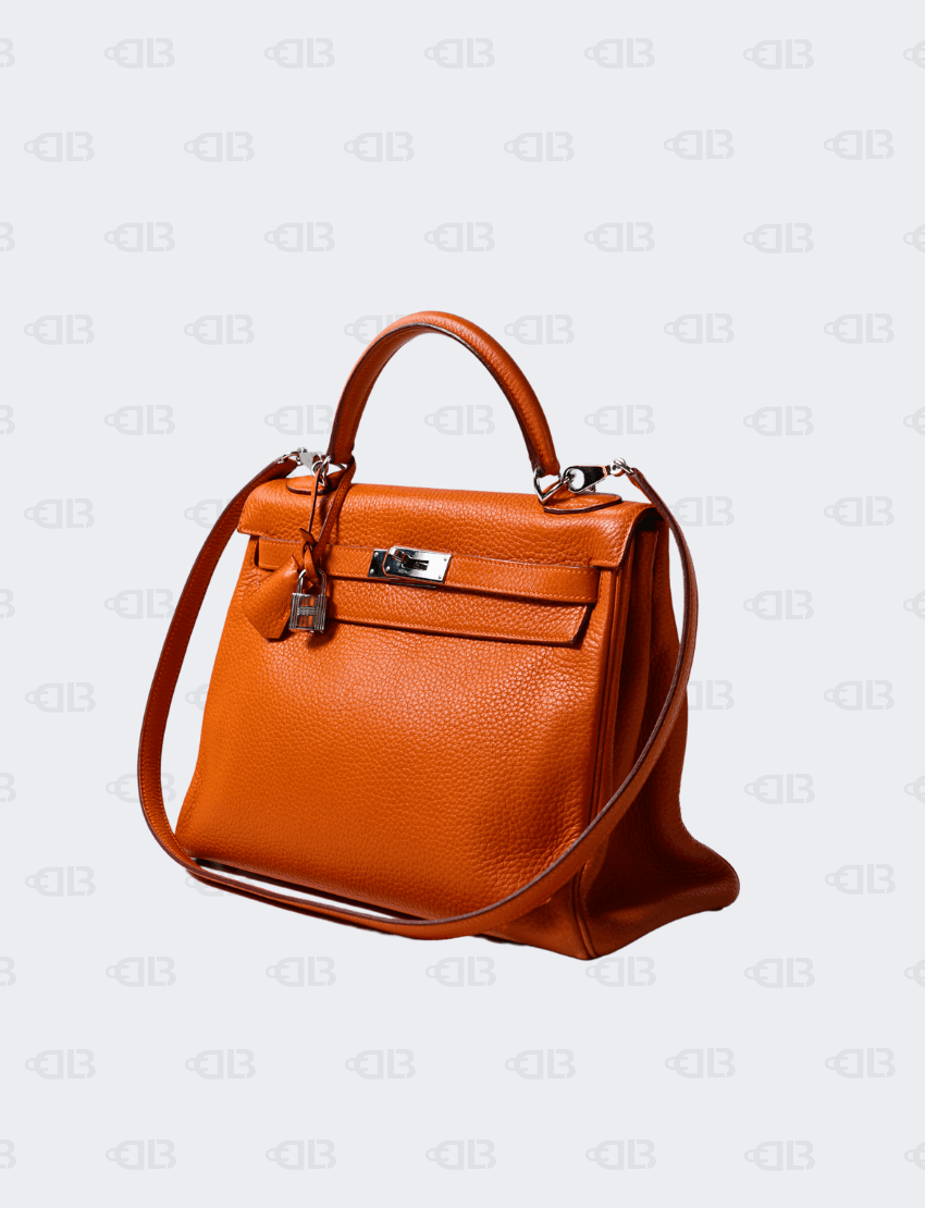 Hermès Kelly 32 Orange Iris Clemence Leather
