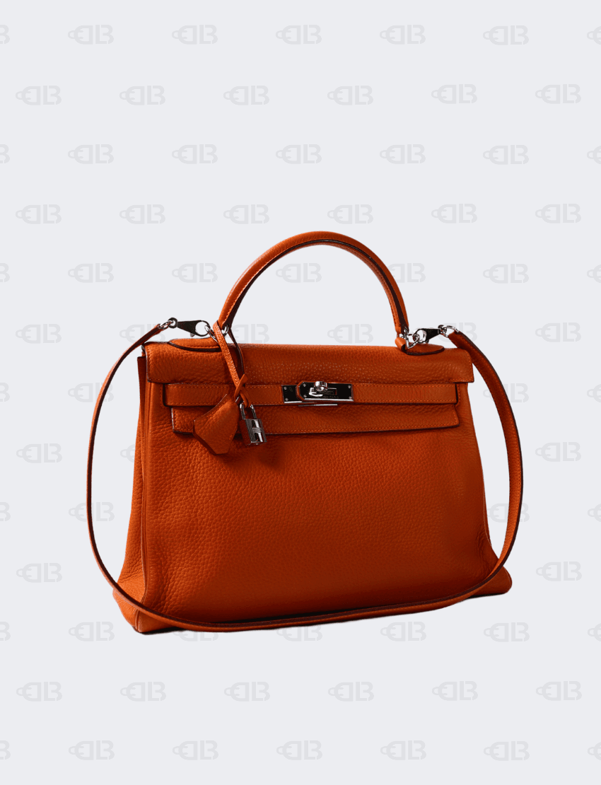 Hermès Kelly 32 Orange Iris Clemence Leather