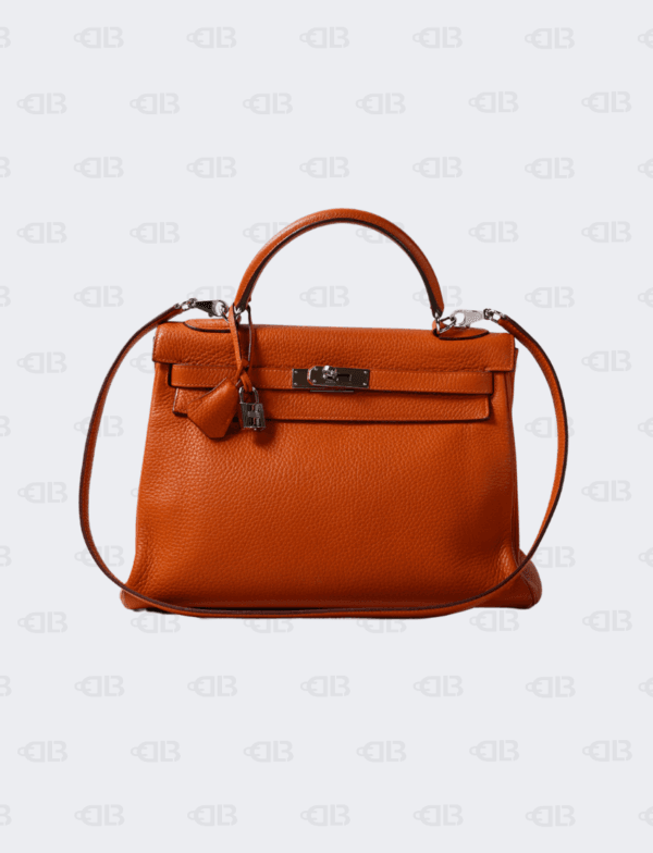 Hermès Kelly 32 Orange Iris Clemence Leather
