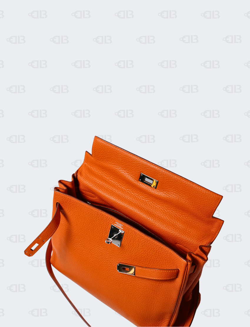 Hermès Kelly 32 Orange Iris Clemence Leather