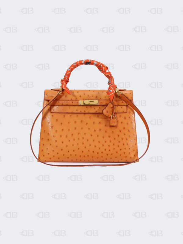 Hermes Kelly 32 Ostrich Leather Gold Hardware