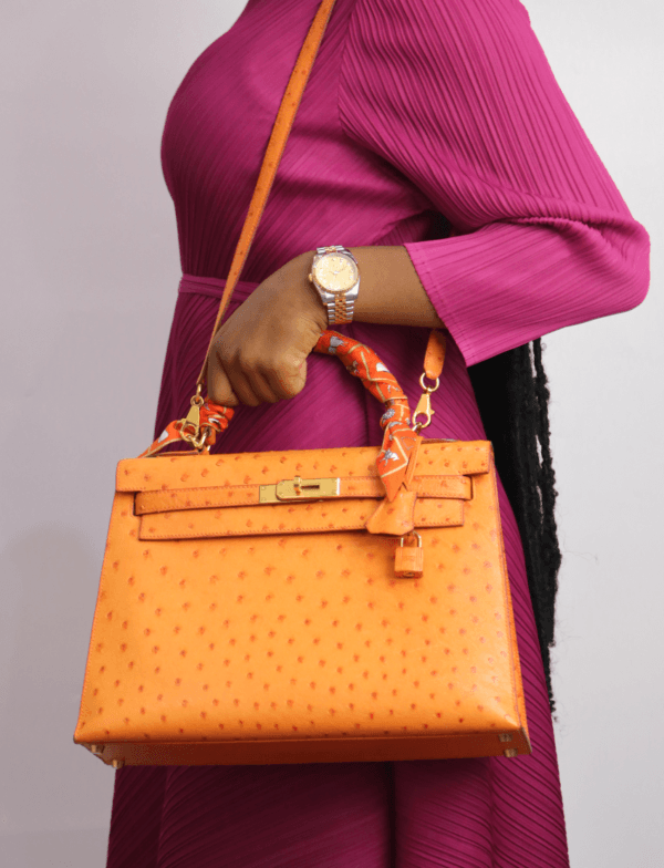 Hermes Kelly 32 Ostrich Leather Gold Hardware