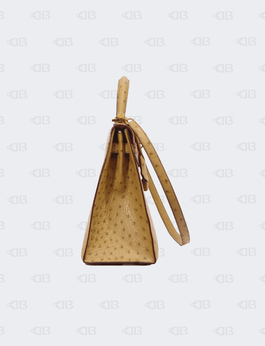 Hermes Kelly 32 Sellier Ostrich Leather Gold Hardware
