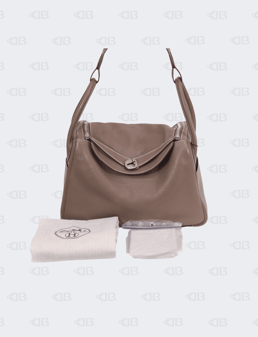 Hermes Lindy 30 Etoupe Color Clemence Leather Palladium Hardware