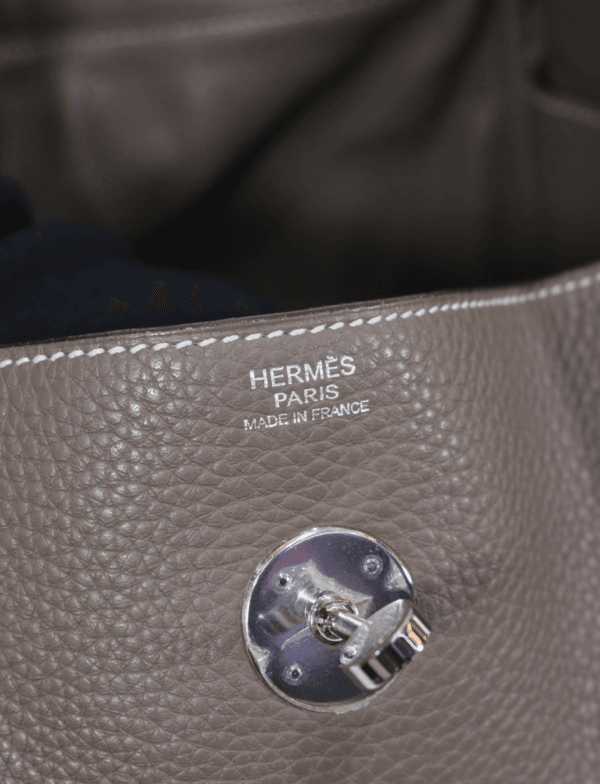 Hermes Lindy 30 Etoupe Color Clemence Leather Palladium Hardware