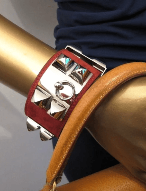 Hermes Red Epsom Collier De Chien Bracelet