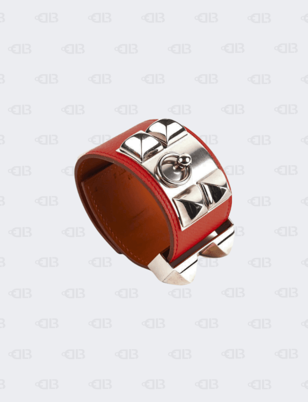 Hermes Red Epsom Collier De Chien Bracelet
