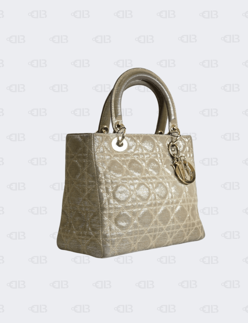 Lady Dior Handbag Gold in Suede