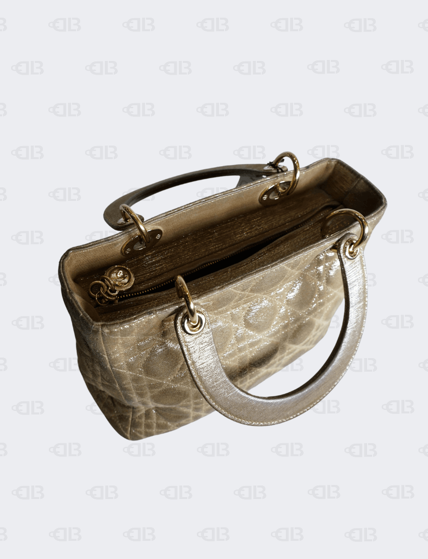 Lady Dior Handbag Gold in Suede