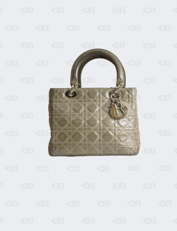 Lady Dior Handbag Gold in Suede