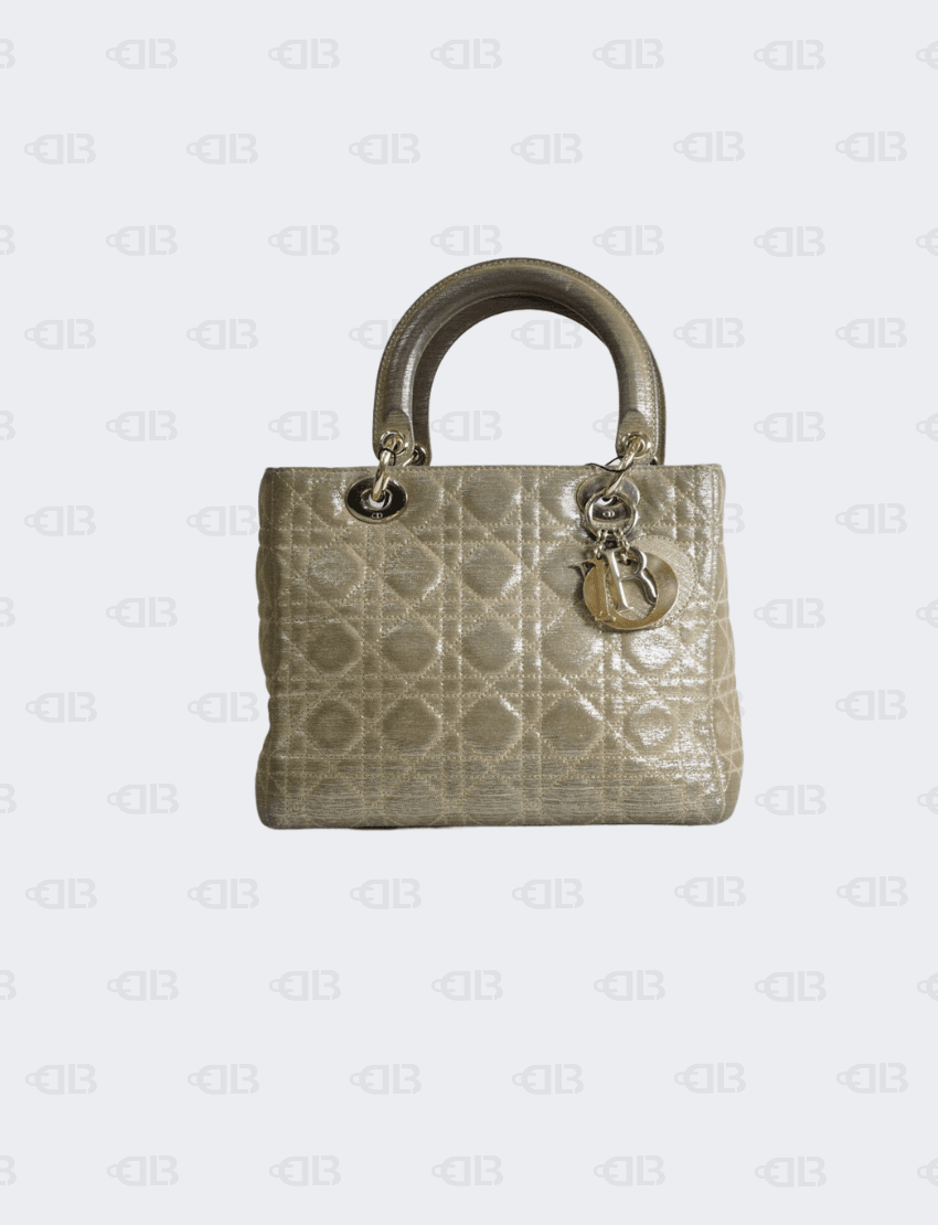 Lady Dior Handbag Gold in Suede