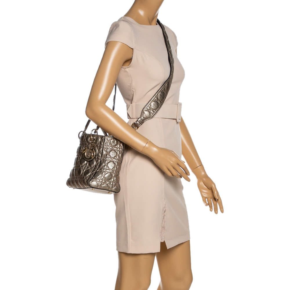 Lady Dior Handbag Gold in Suede