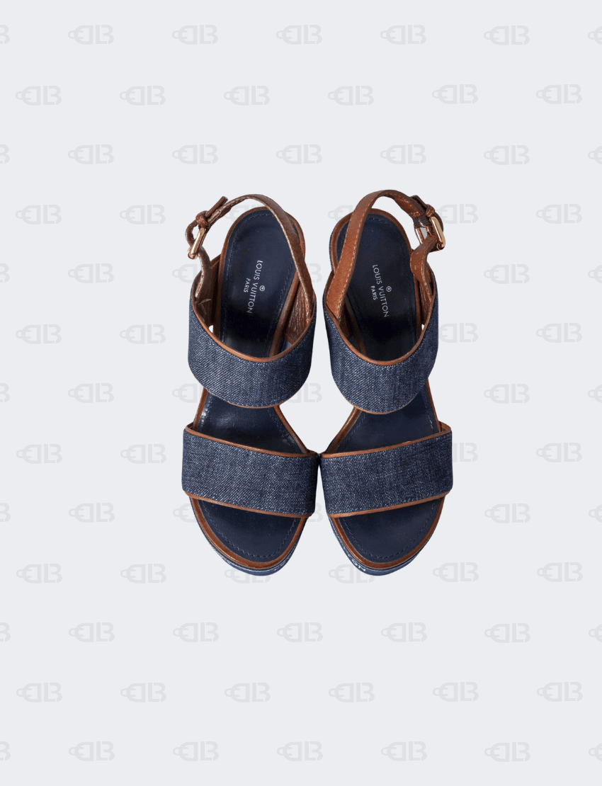 Louis Vuitton Denim Wedge Sandals