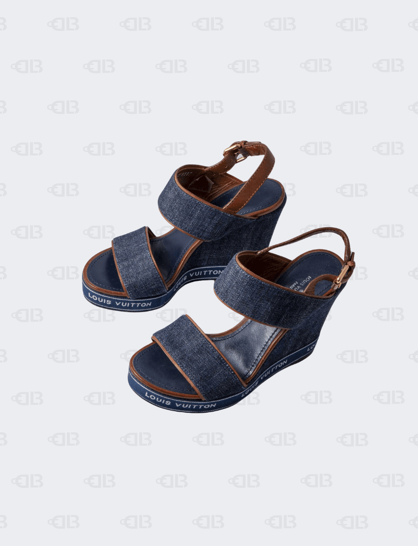 Louis Vuitton Denim Wedge Sandals