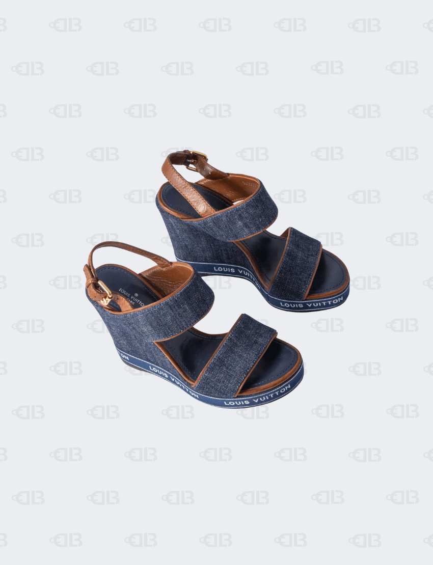 Louis Vuitton Denim Wedge Sandals