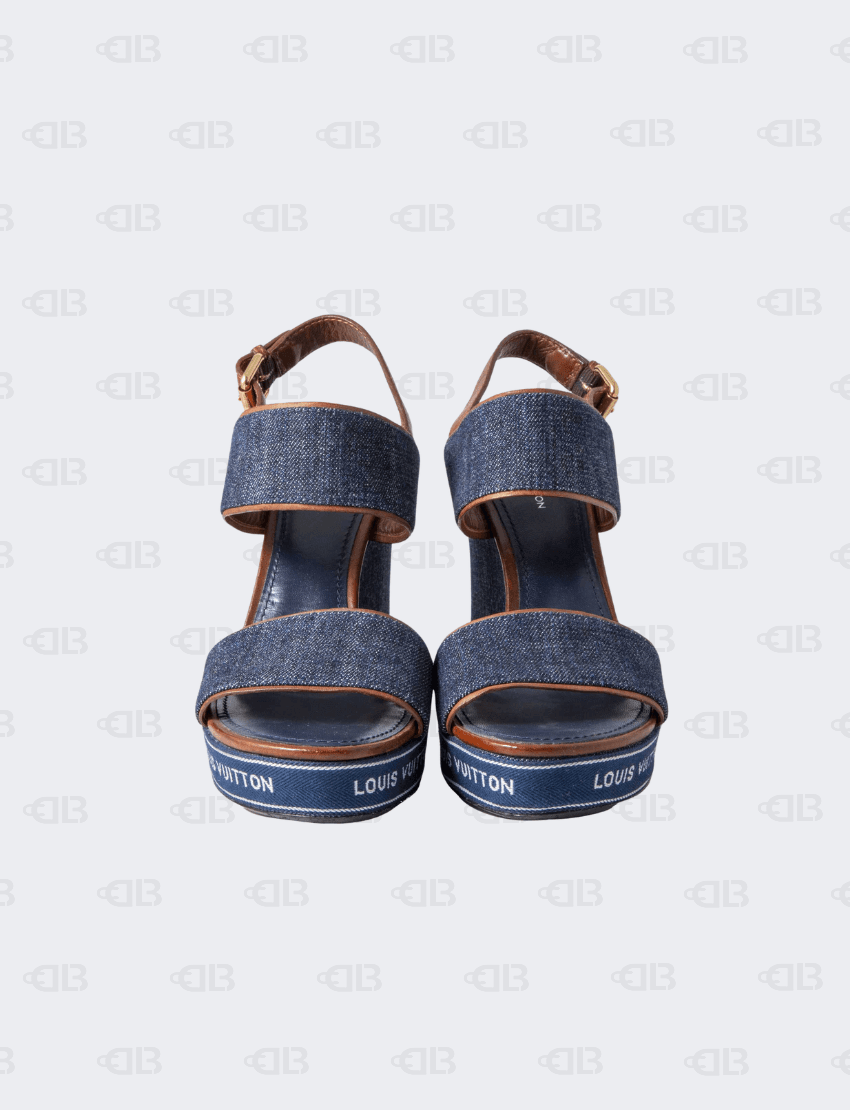 Louis Vuitton Denim Wedge Sandals