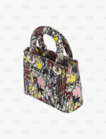 Metallic Canvas Embroidered Mini Lady Dior Argent Multicolor