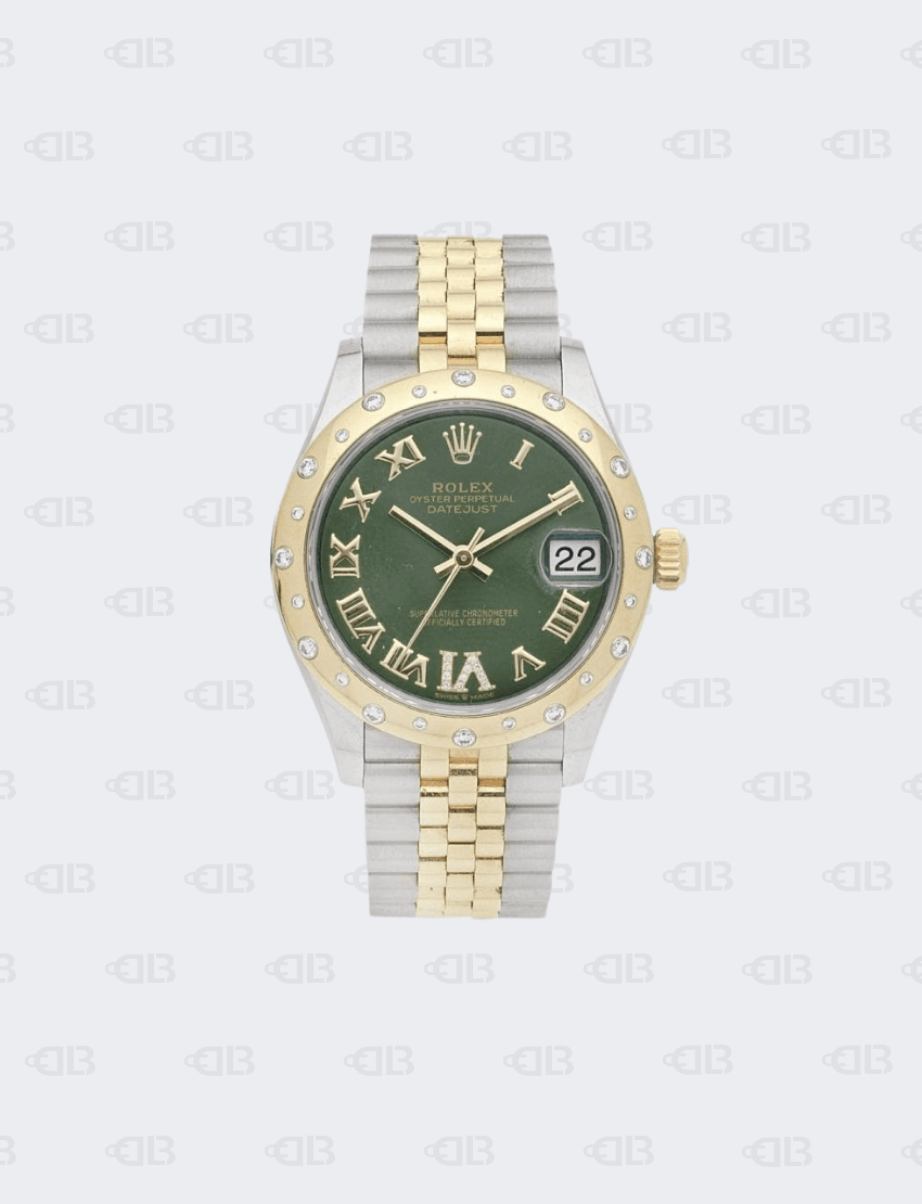 Rolex Datejust 31mm Olive Green Diamond Dial and Bezel Diamond Steel and 18K Yellow Gold Jubilee Bracelet