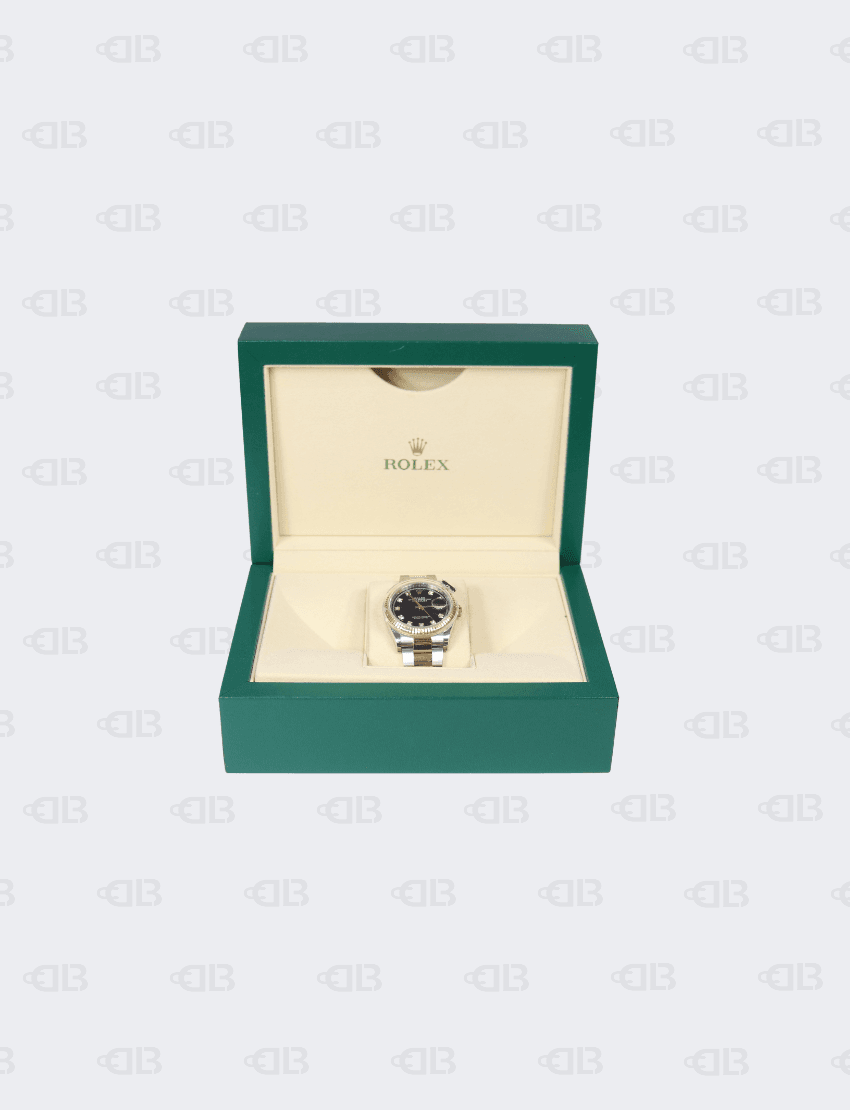 Rolex Datejust 36mm with Diamond Dial Black Face Gold-Stainless Steel Bracelet Oyster Bracelet