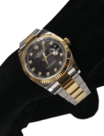 Rolex Datejust 36mm with Diamond Dial Black Face Gold-Stainless Steel Bracelet Oyster Bracelet