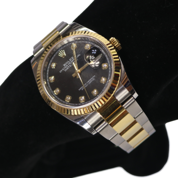 Rolex Datejust 36mm with Diamond Dial Black Face Gold-Stainless Steel Bracelet Oyster Bracelet