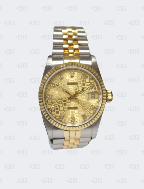 Rolex Oyster Perpetual Date Just 31mm Diamond Dial Champagne Face Gold/Stainless Steel Jubilee Bracelet