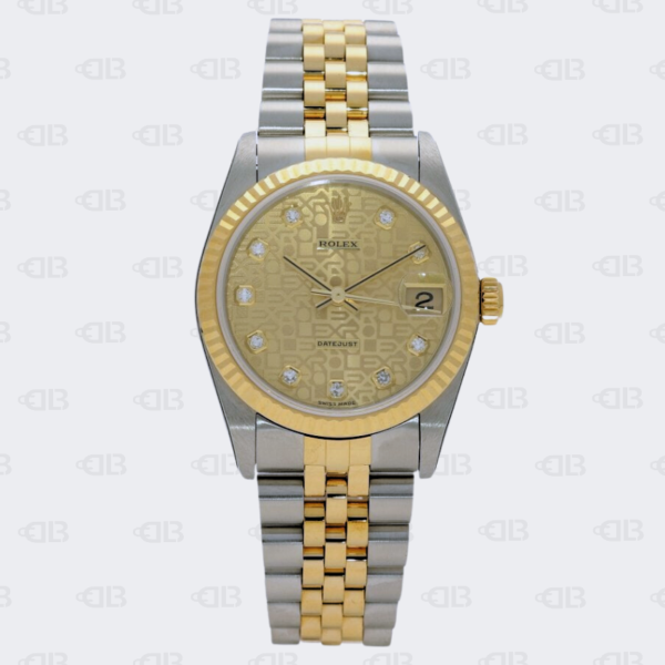 Rolex Oyster Perpetual Date Just 31mm Diamond Dial Champagne Face Gold/Stainless Steel Jubilee Bracelet