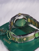 Rolex Oyster Perpetual Date Just 36mm Diamond Dial Black Face Gold Stainless Steel OysterFlex Brace