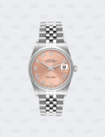 Rolex Oyster Perpetual Date Just 36mm Roman Dial Salmon Face White/Stainless Steel Jubilee Bracelet