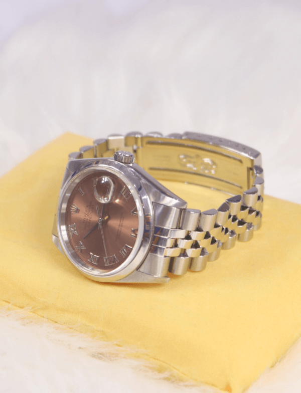 Rolex Oyster Perpetual Date Just 36mm Roman Dial Salmon Face White/Stainless Steel Jubilee Bracelet