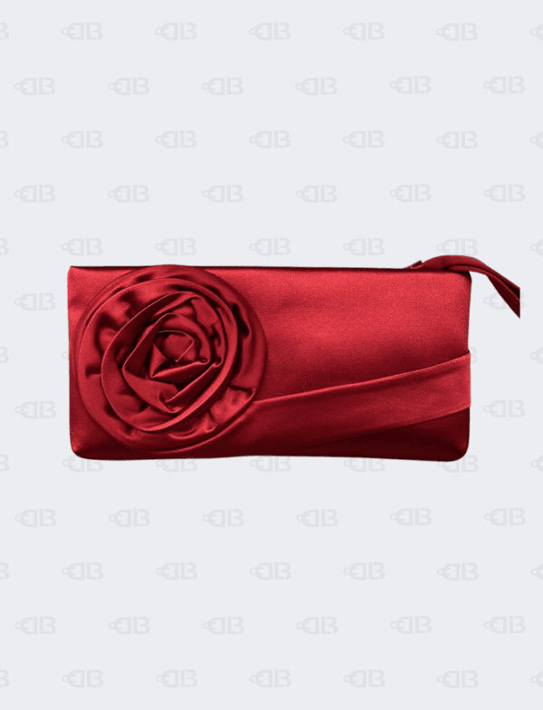 Valentino Red Satin Petale Rose Clutch