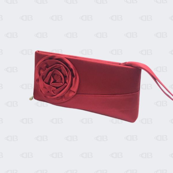 Valentino Red Satin Petale Rose Clutch