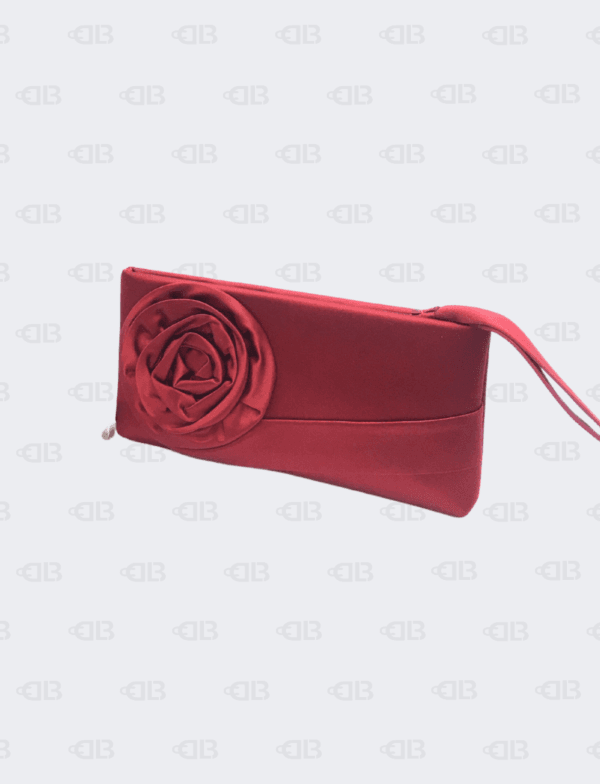 Valentino Red Satin Petale Rose Clutch