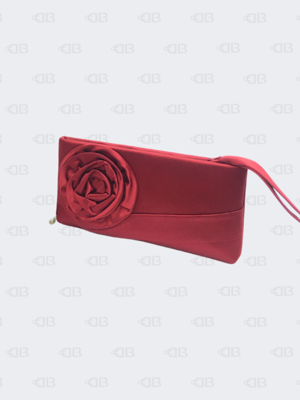 Valentino Red Satin Petale Rose Clutch