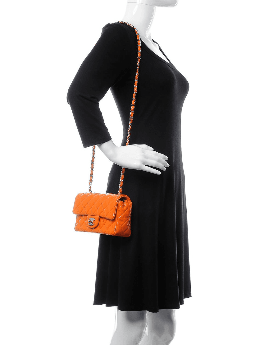 Chanel Patent Leather Quilted Extra Mini Flap Light Orange Bag