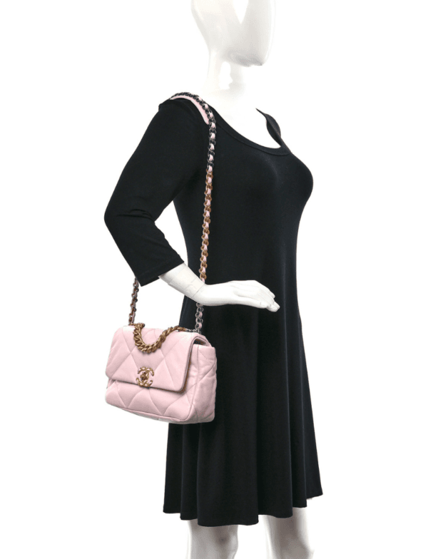Chanel Lambskin Quilted Medium Chanel 19 Flap Light Pink