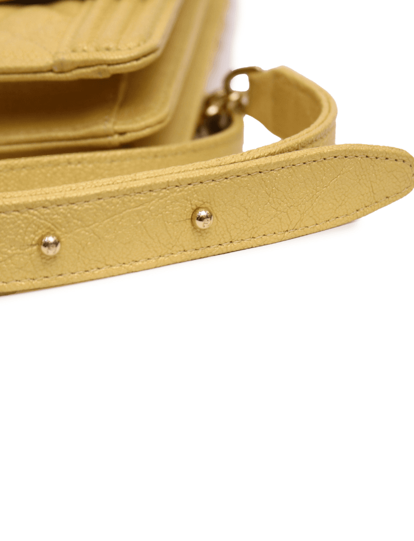 Chanel Yellow Caviar North South Boy Bag Gold Hardware