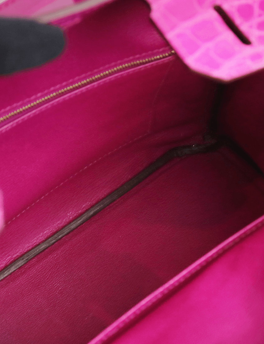 HERMES Birkin 30 Shiny Niloticus Crocodile Birkin 30 Rose Pourpre