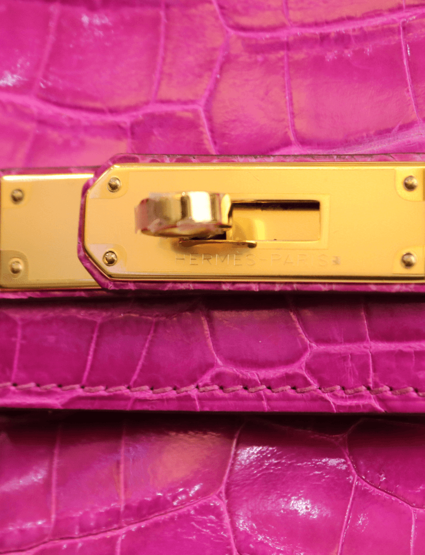 HERMES Birkin 30 Shiny Niloticus Crocodile Birkin 30 Rose Pourpre