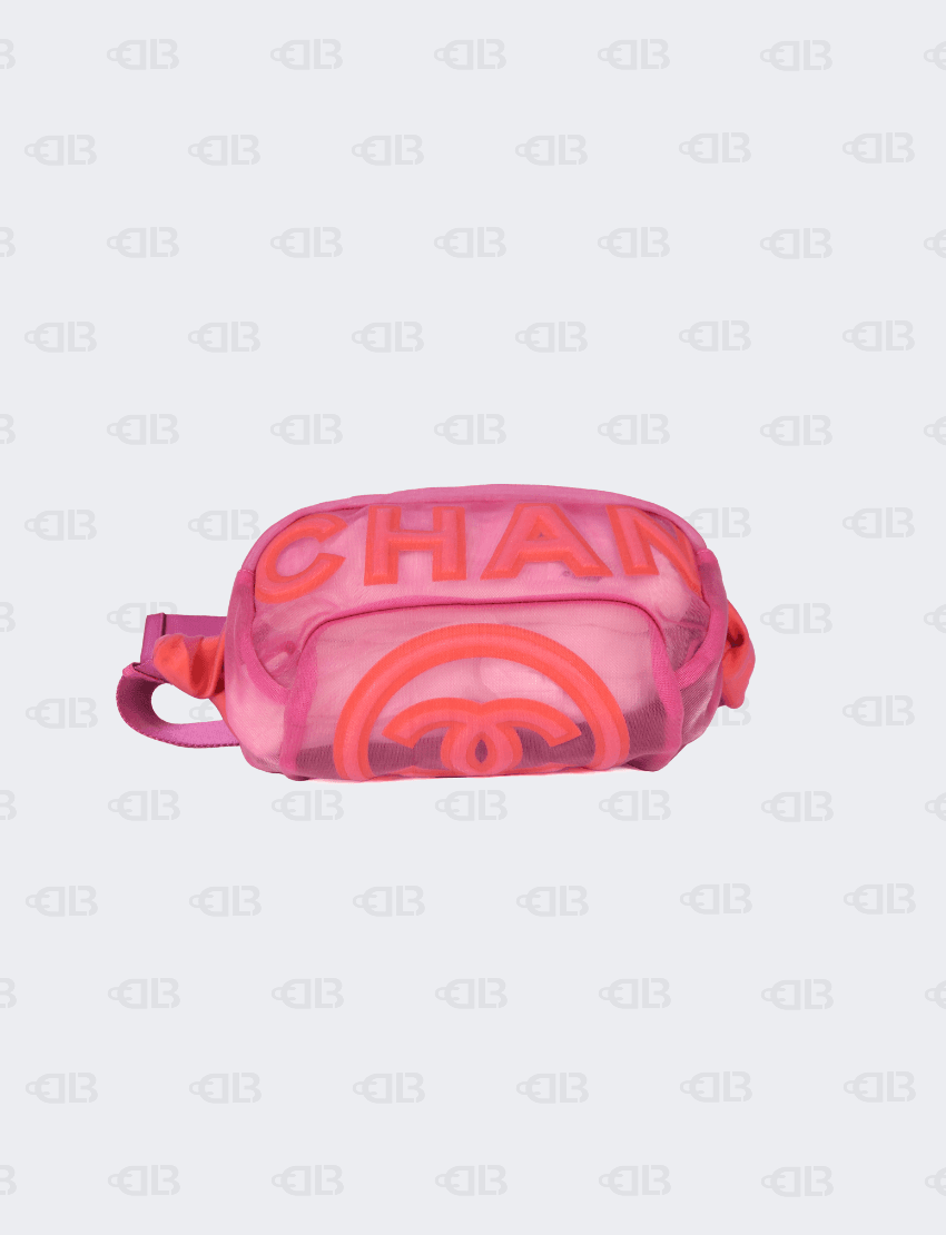 Chanel Mesh Nylon Logo Belt Bag Pink