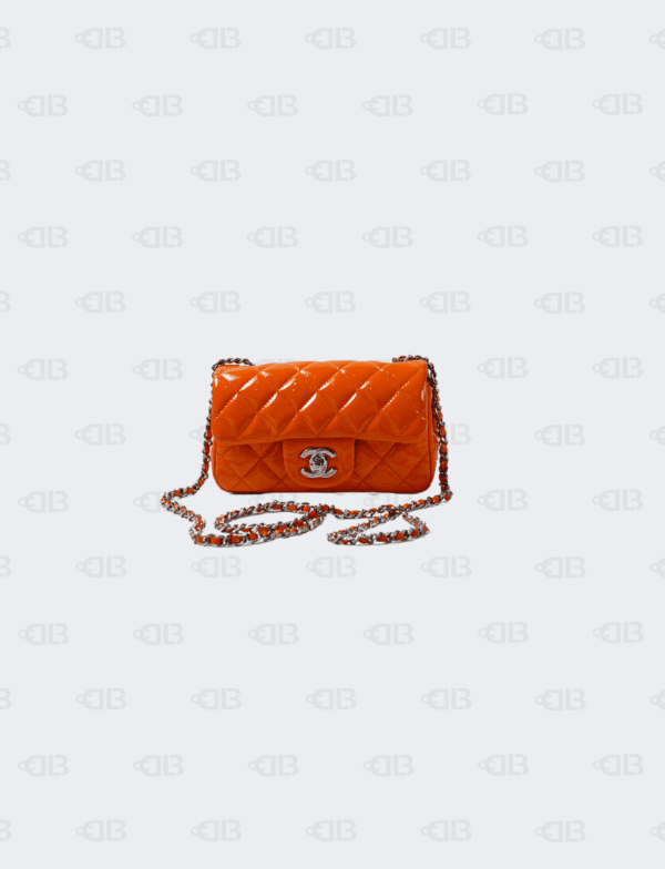 Chanel Patent Leather Quilted Extra Mini Flap Light Orange Bag