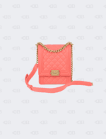 Chanel Coral North South Boy Bag Lambskin Gold Hardware