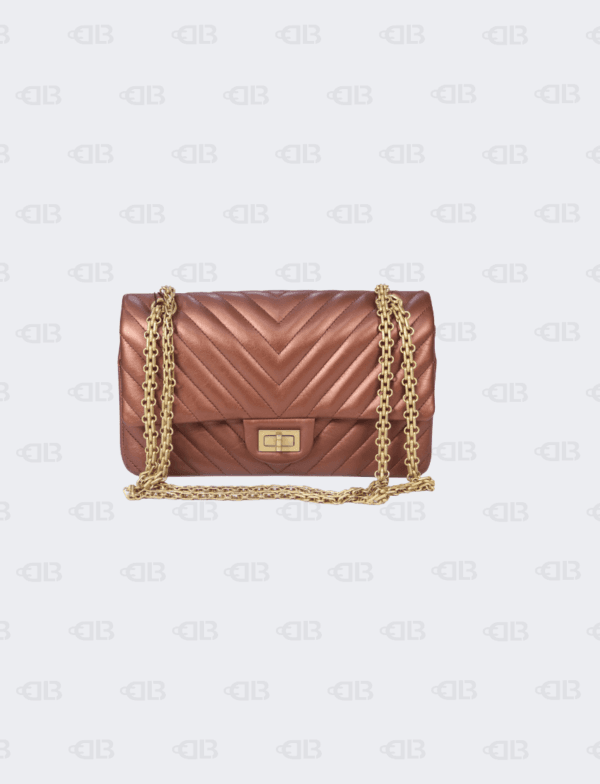 Chanel Metallic Chevron Brown Quilted Leather Reissue Classic Flap Bag