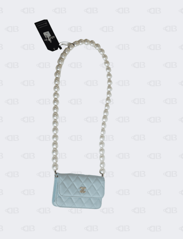 Chanel Light Teal Green Pearl Bag Wallet on Chain