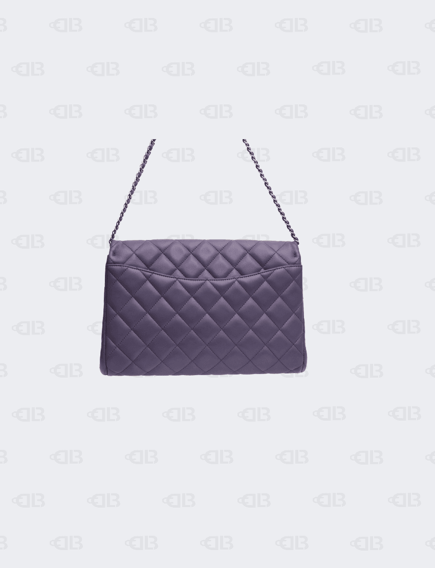 Chanel Classic Purple Flap Clutch with Chain Lambskin