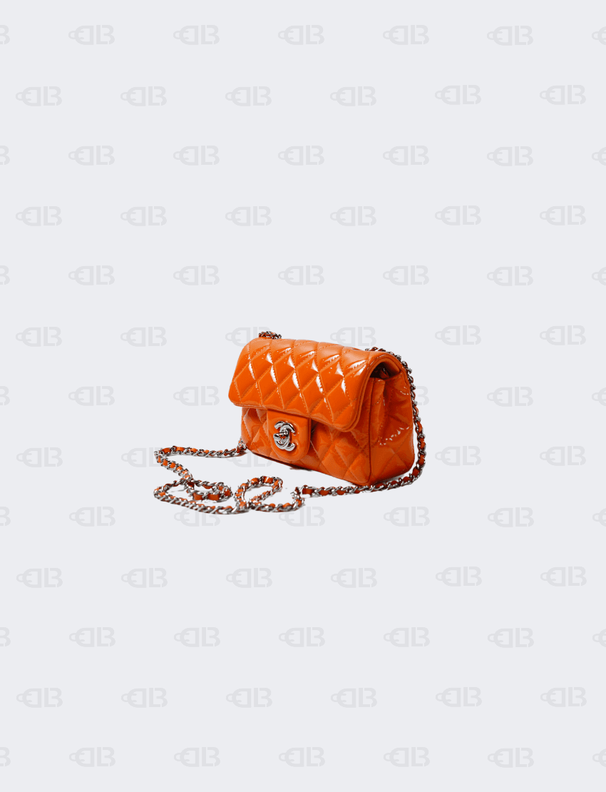 Chanel Patent Leather Quilted Extra Mini Flap Light Orange Bag