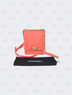 Chanel Coral North South Boy Bag Lambskin Gold Hardware