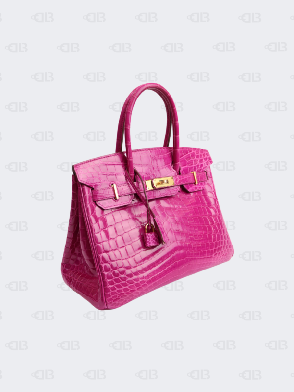 HERMES Birkin 30 Shiny Niloticus Crocodile Birkin 30 Rose Pourpre