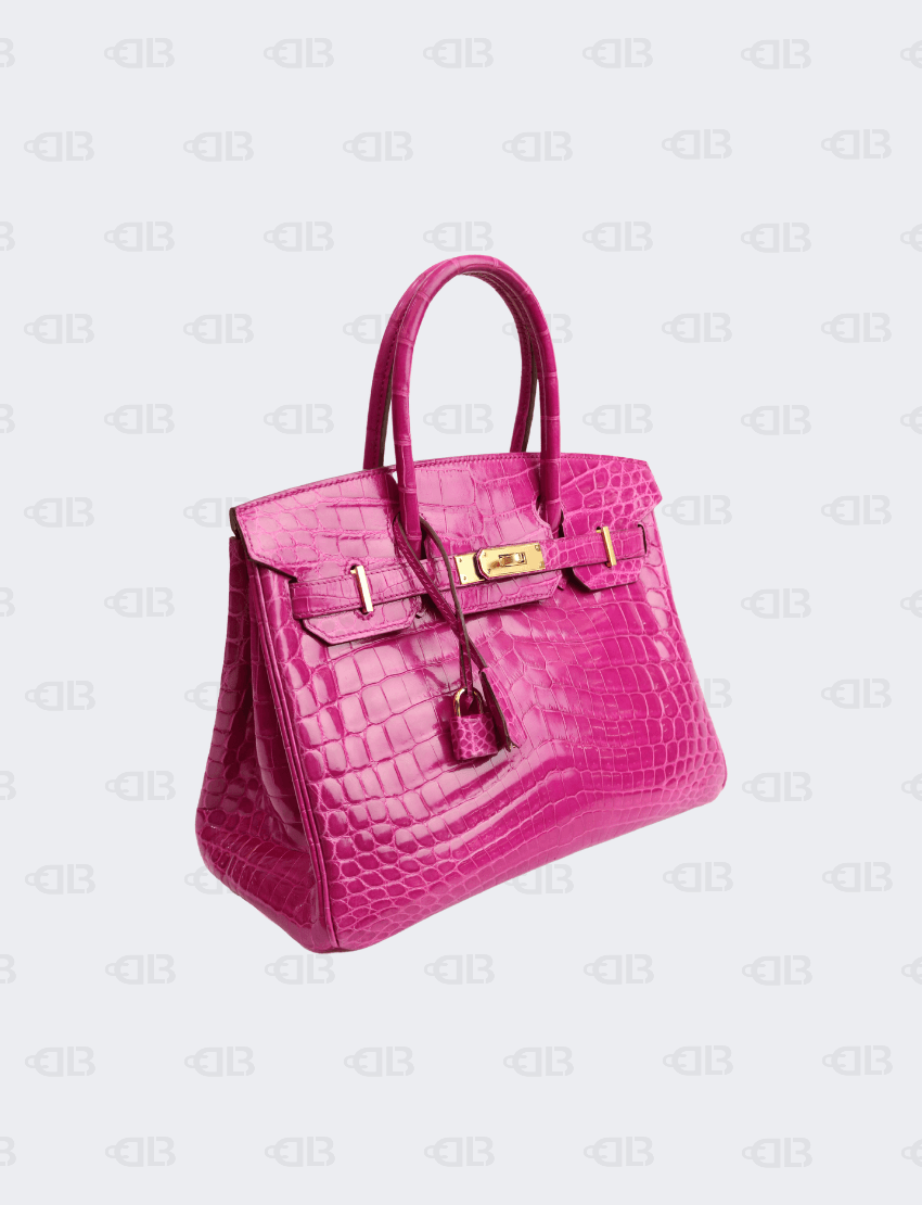 HERMES Birkin 30 Shiny Niloticus Crocodile Birkin 30 Rose Pourpre